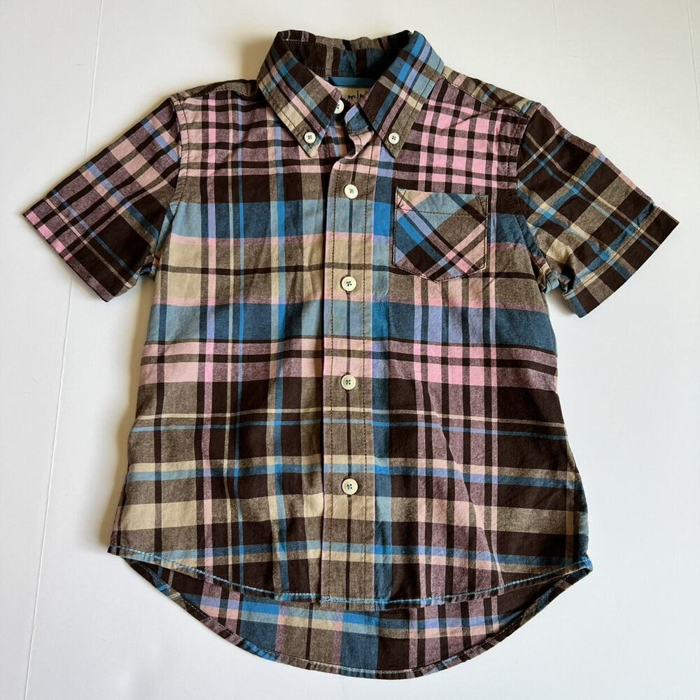 Mini Boden Plaid Button-Up 3-4Y - Picture 2 of 7
